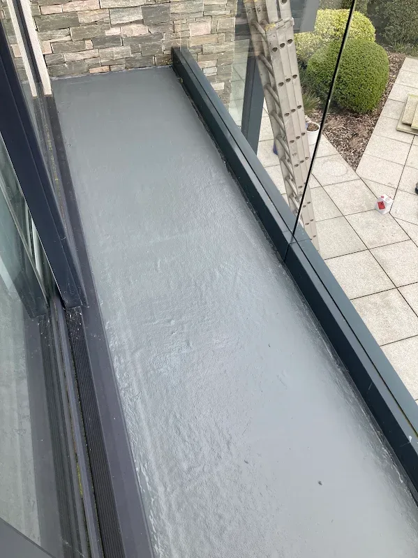 Balcony with a fresh grey waterproof coating