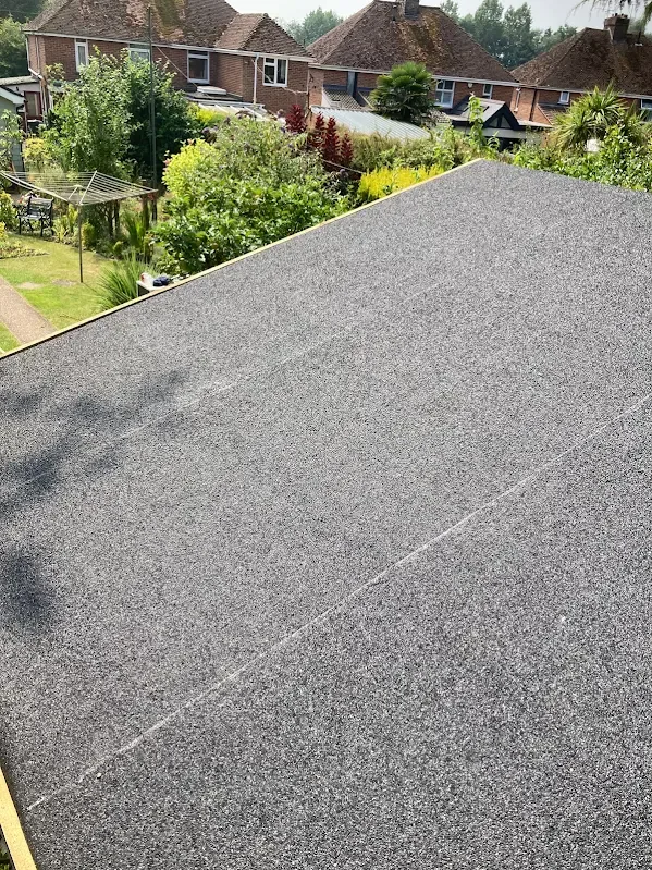Finished mineral felt flat roof overlooking Kent gardens